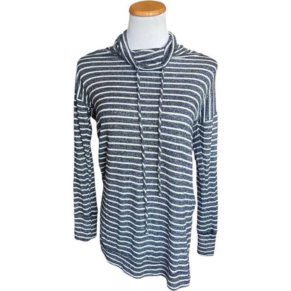 Womens Madeline Sparklestein Striped Mock Neck Pullover Top Blouse - Sz S